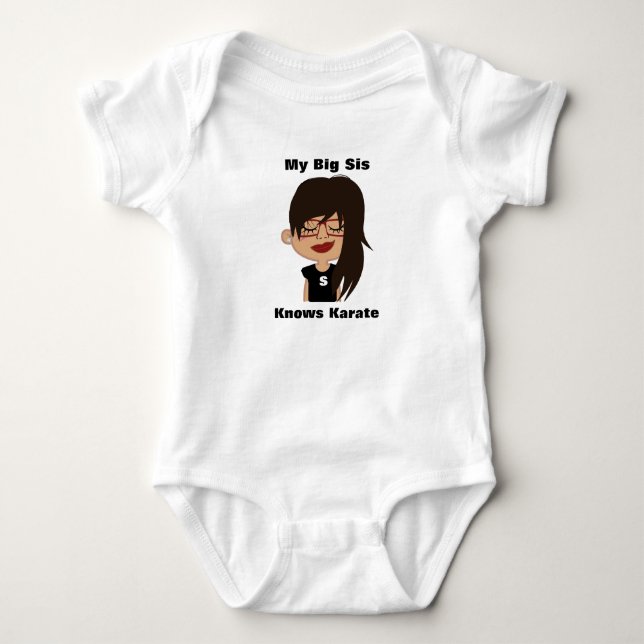 My Big Sis Knows Karate… ADD YOUR OWN TEXT Baby Bodysuit (Front)