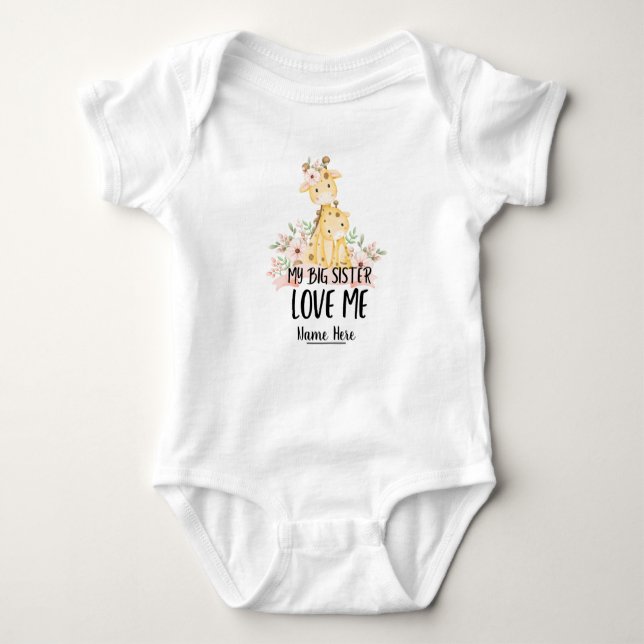 My Big Sister Love Me With Personalized Name Baby Bodysuit (Front)