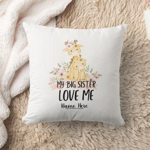 My Big Sister Love Me With Personalized Name Throw Pillow