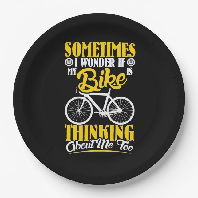 My Bike Thinking About Me Paper Plates (Front)
