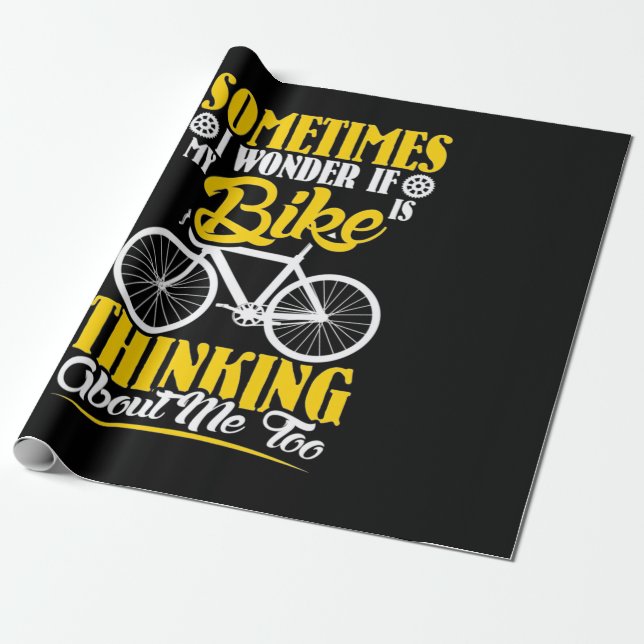 My Bike Thinking About Me Wrapping Paper (Unrolled)