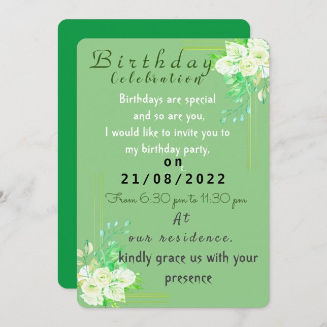 My Birthday invitation (Front/Back)