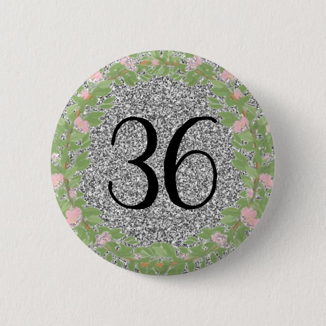 My Birthday Silver Glitter Classic Button (Front)