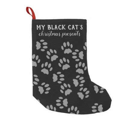 My Black Cat Paw Print Pattern Christmas Stocking