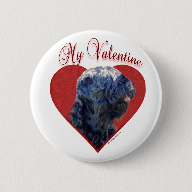 My Black Russian Terrier Valentine Pinback Button (Front)