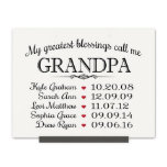 My Blessings Call Me Grandpa Wooden Wall Sign<br><div class="desc">This beautiful wall sign is the perfect gift for anyone to remind them of how much they're loved. Expertly laser engraved with up to 5 children's names and dates of birth. Text reads "My greatest blessings call me Grandpa". A thoughtful gift for any occasion.</div>