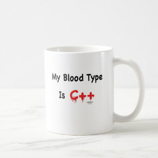 My blood type is c++ coffee mug