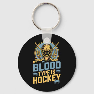 My Blood Type Is Hockey, Ice Hockey Player Coach A Keychain
