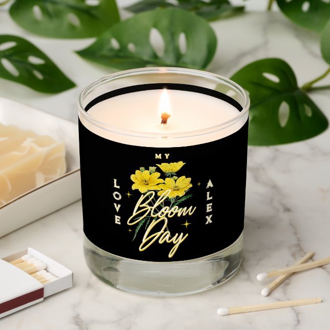 My Bloom Day Personalized Name Woman Inspirational Scented Candle (Lit)