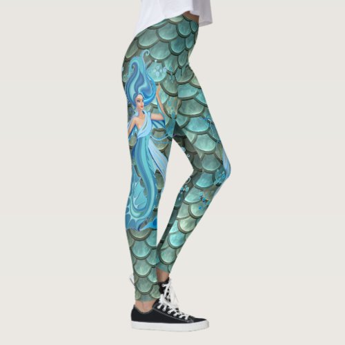 My Blue Mermaid Scale Pattern XS XL Leggings