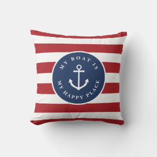My boat is my happy place, boat name and year thro throw pillow