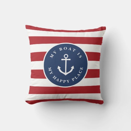 My boat is my happy place boat name and year thro throw pillow