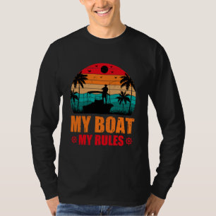 My Boat My Rules Fishing Lovers Sunset Vintage T-Shirt
