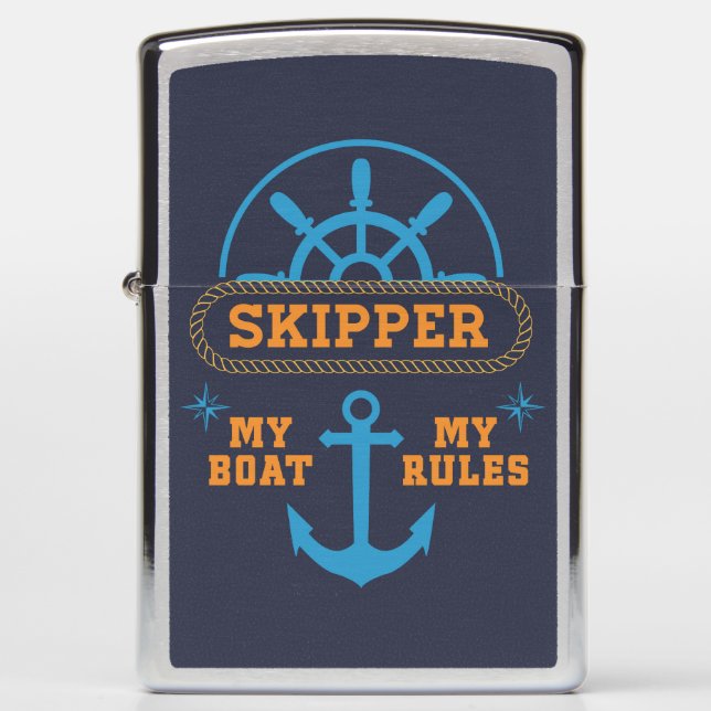 My Boat My Rules Funny Ship Captain Motto Zippo Lighter (Front)