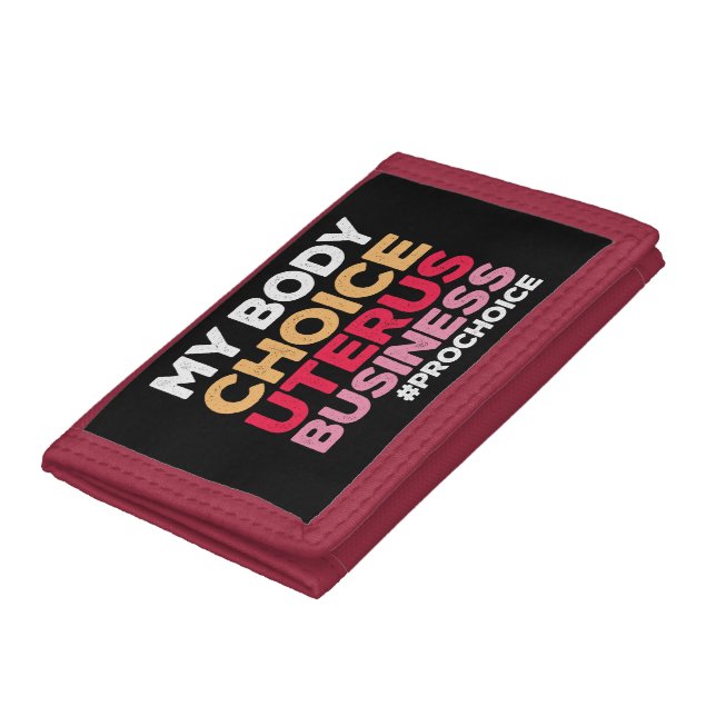 My Body Choice Uterus Business Prochoice Feminist Trifold Wallet (Bottom)