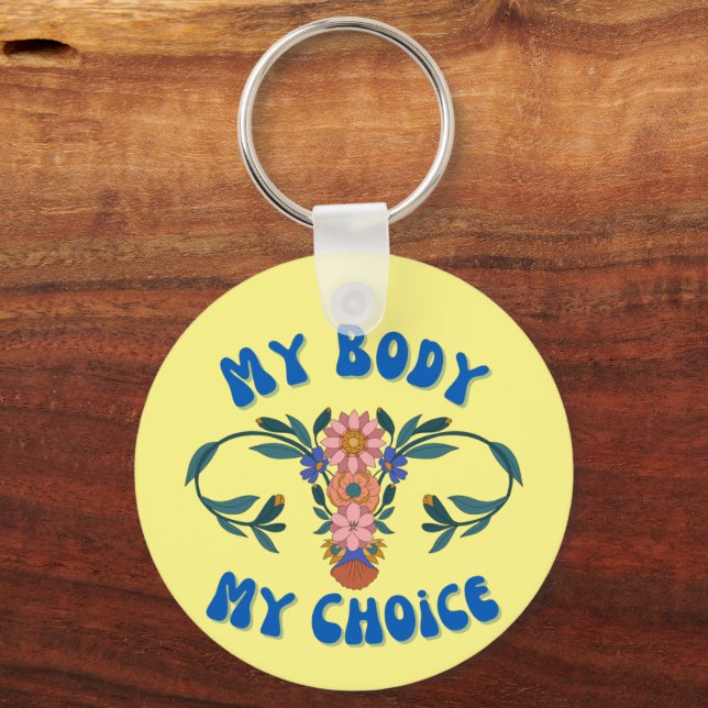 My Body My Choice Floral Uterus Pro-Choice  Keychain (Front)