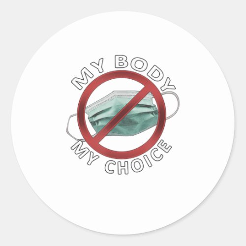 my body my choice mask classic round sticker