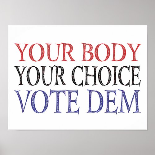 My Body My Choice Meme Vote Dem Poster