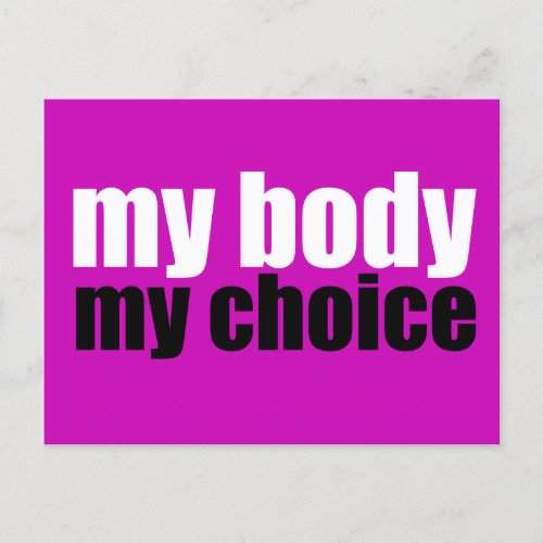 My Body My Choice Prochoice Feminist Pink Postcard