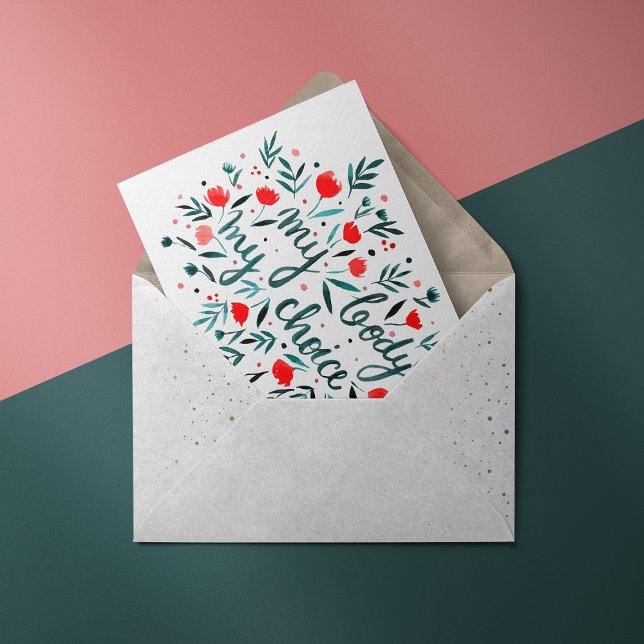 My body, my choice red watercolor floral card (Creator Uploaded)