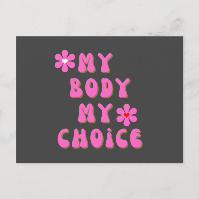 My Body My Choice Retro Typography  Postcard (Front)
