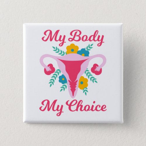 My Body My Choice Uterus Finger Pro Choice Women Button