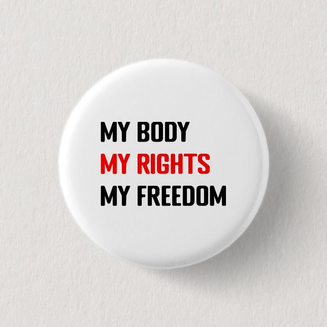 My body My rights My freedom Feminist Women Rights Button (Front)