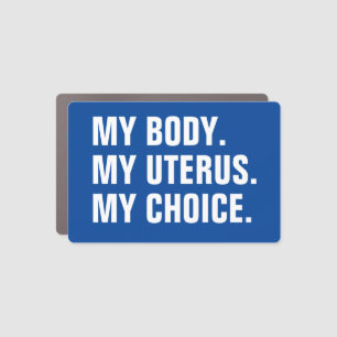 My Body My uterus my choice blue white minimalist Car Magnet