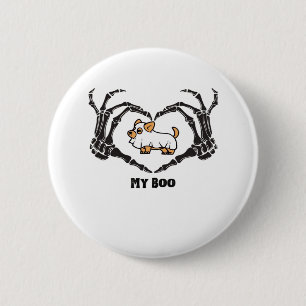 My Boo Chihuahua Costume With Skeleton Heart Hands Button