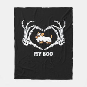 My Boo Chihuahua Costume With Skeleton Heart Hands Fleece Blanket