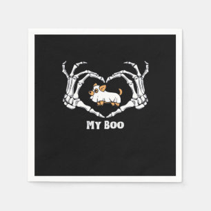 My Boo Chihuahua Costume With Skeleton Heart Hands Napkins