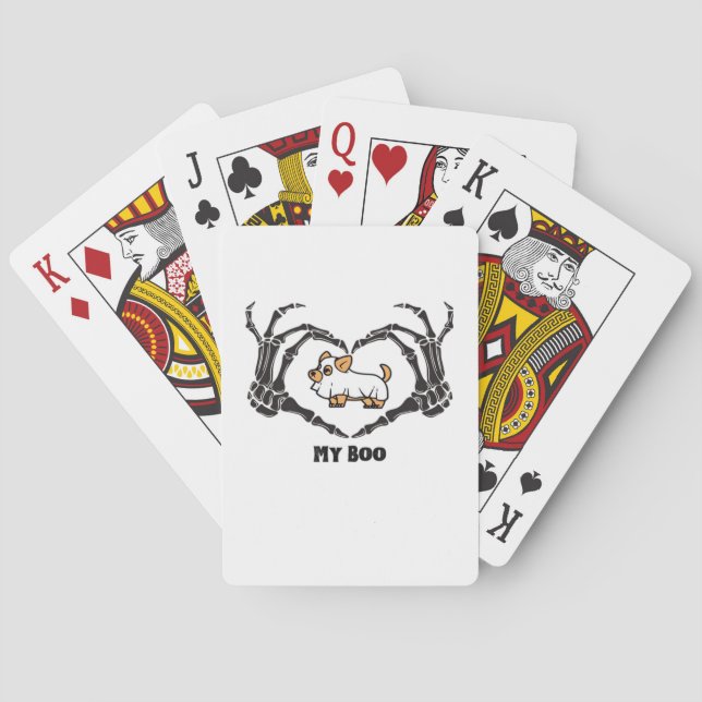 My Boo Chihuahua Costume With Skeleton Heart Hands Poker Cards (Back)