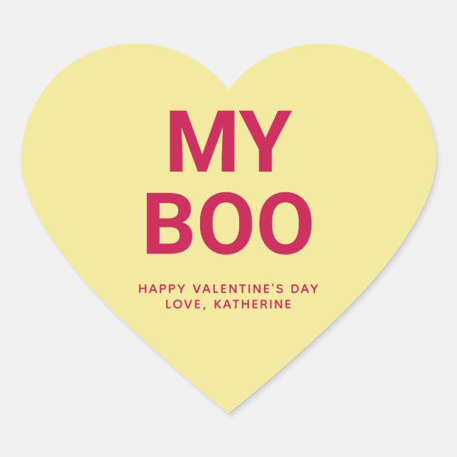 My boo cute Valentine's Day custom conversation Heart Sticker (Front)
