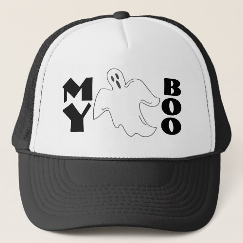 My Boo Spooky Ghost Funny Halloween Boyfriend Trucker Hat