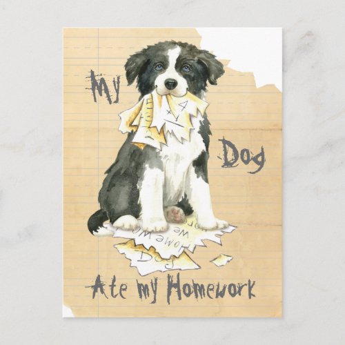 My Border Collie Ate my Homework Postcard