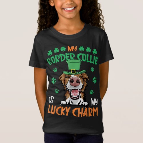 My Border Collie Is My Lucky Charm Irish St Patric T_Shirt