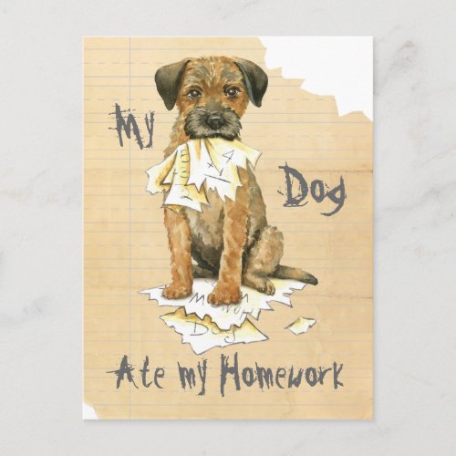 My Border Terrier Ate My Homework Postcard