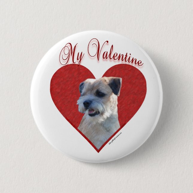 My Borer Terrier Valentine Pinback Button (Front)