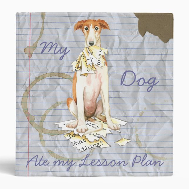My Borzoi Ate My Lesson Plan 3 Ring Binder (Front)