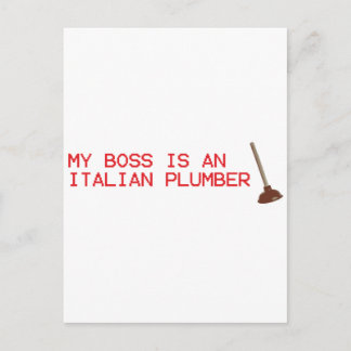 My Boss Is An Italian Plumber - Mario Video Game Postcard