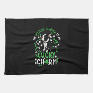My Boston Terrier is My Lucky Charm Paw Dog Kitchen Towel