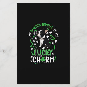 My Boston Terrier is My Lucky Charm Paw Dog Stationery