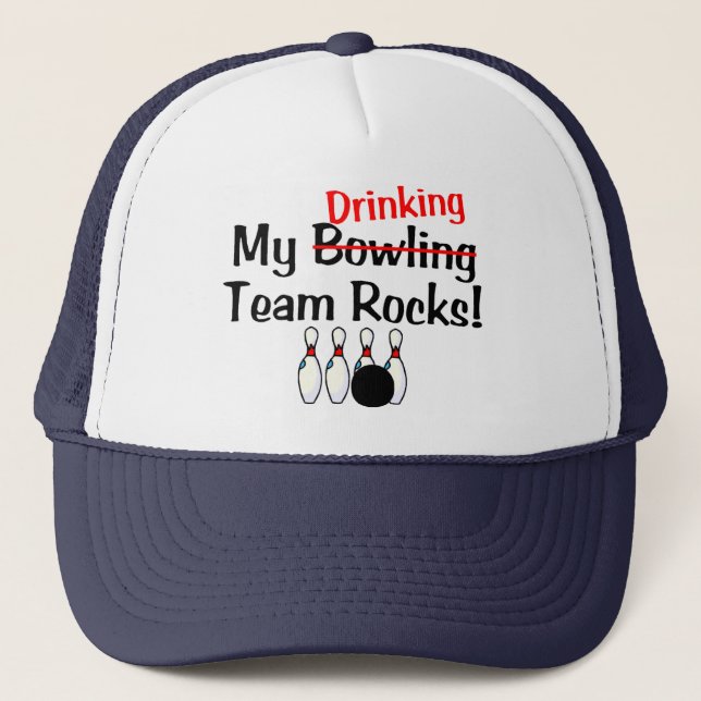 My Bowling (Drinking) Team Rocks Trucker Hat (Front)
