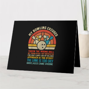 My Bowling Excuses Retro Vintage Funny Bowler Bowl Card