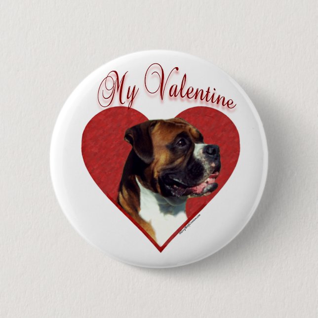 My Boxer Valentine Pinback Button (Front)