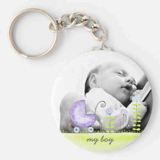 My Boy New Baby Arrival Photo Gift Keepssake Keychain Zazzle
