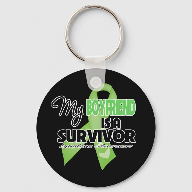 My Boyfriend is a Survivor - Lymphoma Keychain (Front)