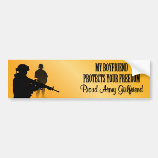 My Boyfriend Protect Your Freedom (Army Girlfriend Bumper Sticker