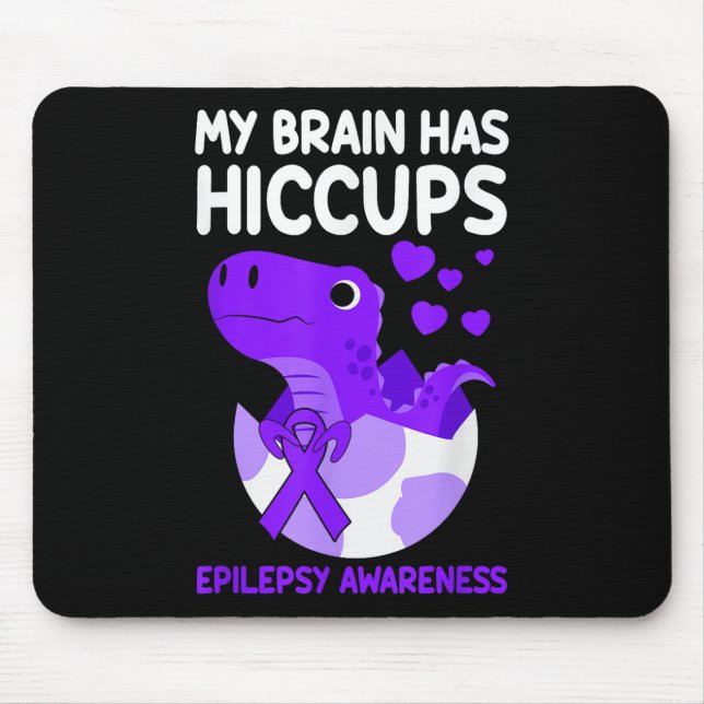 My Brain Has Hiccups Purple Ribbon Epilepsy Mouse Pad (Front)
