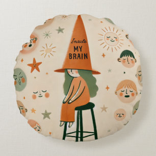 My brain inside illustration round pillow